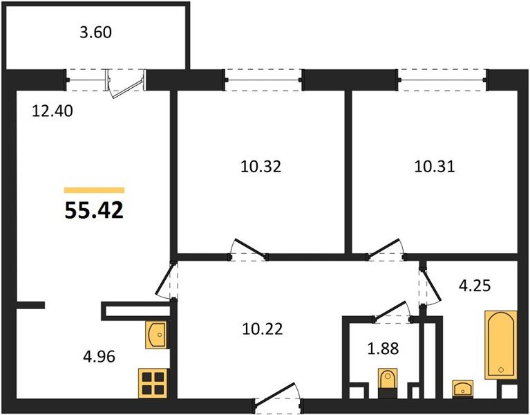 Фото №1: 2-комнатная квартира 57 м² - Краснодар, Прикубанский внутригородской округ, мкр. жилой комплекс Югге