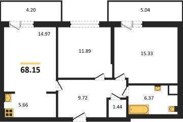 Фото №1: 2-комнатная квартира 74 м² - Краснодар, мкр. жилой комплекс Югге, 