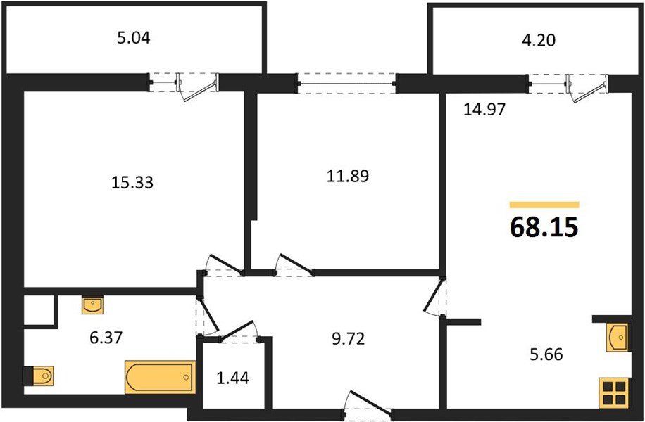 Фото №1: 2-комнатная квартира 74 м² - Краснодар, Прикубанский внутригородской округ, мкр. жилой комплекс Югге