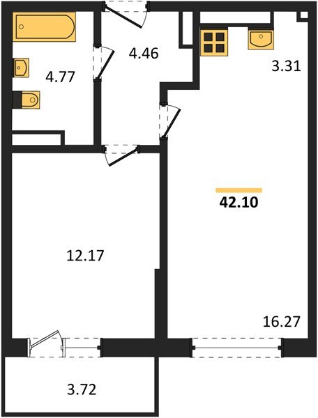 Фото №1: 1-комнатная квартира 44 м² - Краснодар, жилой комплекс Югге, мкр. Прикубанский внутригородской округ