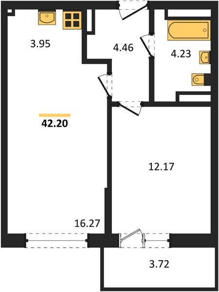 Фото №1: 1-комнатная квартира 44 м² - Краснодар, жилой комплекс Югге, мкр. Прикубанский внутригородской округ