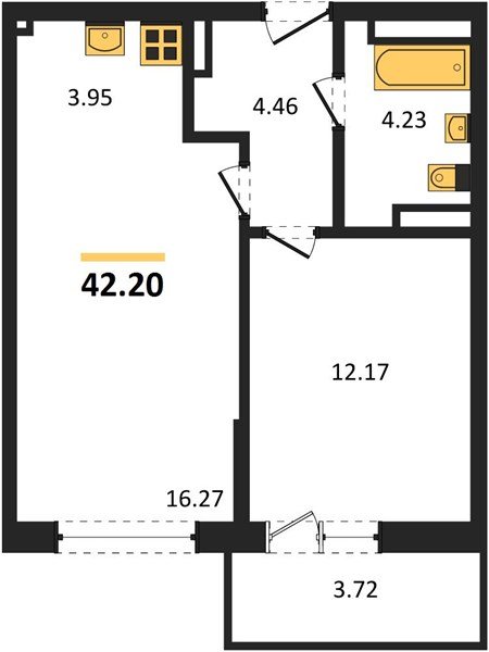 Фото №1: 1-комнатная квартира 44 м² - Краснодар, жилой комплекс Югге, 