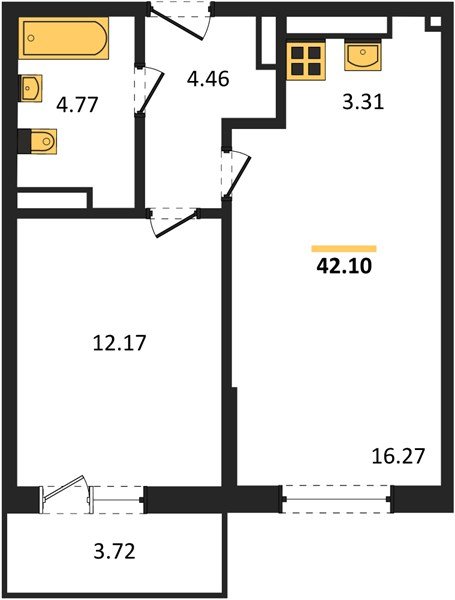 Фото №1: 1-комнатная квартира 44 м² - Краснодар, жилой комплекс Югге, мкр. Прикубанский внутригородской округ