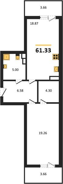 Фото №1: 1-комнатная квартира 61 м² - Краснодар, жилой комплекс Югге, мкр. Прикубанский внутригородской округ