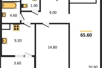 Фото №1: 2-комнатная квартира 65 м² - Краснодар, мкр. жилой комплекс Югге, 
