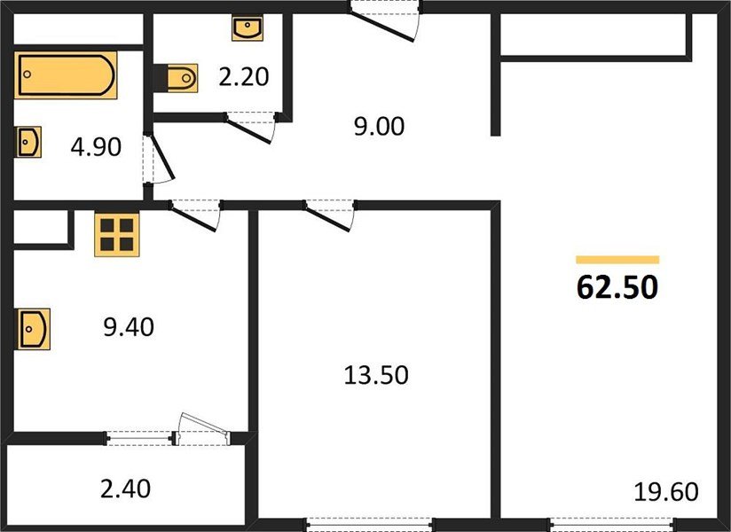 Фото №1: 2-комнатная квартира 62 м² - Краснодар, Прикубанский внутригородской округ, мкр. жилой комплекс Югге