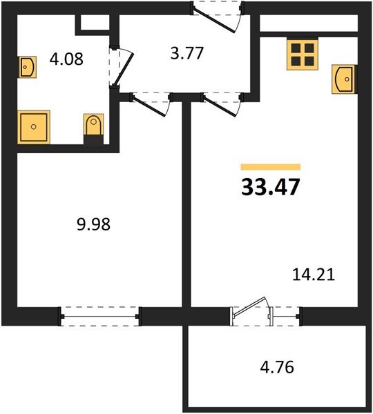 Фото №1: 1-комнатная квартира 33 м² - Краснодар, Прикубанский внутригородской округ, мкр. ЖК Тёплые Края