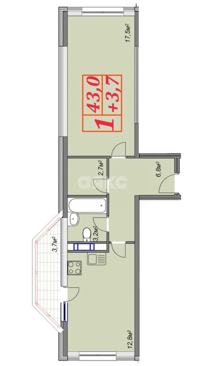 Фото №17: 1-комнатная квартира 47 м² - Анапа, 3Б, ул. Владимирская, 150