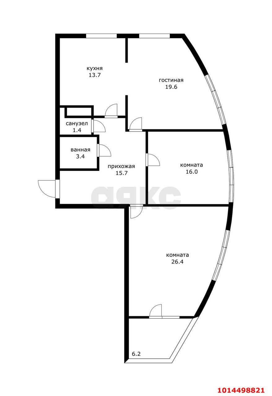 Фото №13: 3-комнатная квартира 96 м² - Краснодар, жилой комплекс Аквамарин, ул. Уральская, 75к1