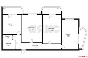 Фото №1: 3-комнатная квартира 104 м² - Краснодар, мкр. жилой комплекс Большая Таманская, ул. Таманская, 153к1