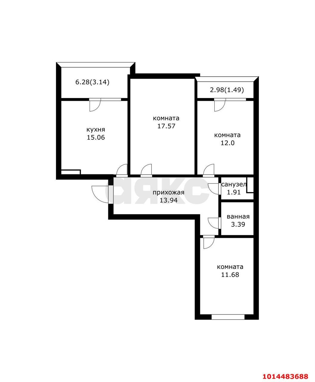 Фото №4: 3-комнатная квартира 80 м² - Краснодар, Догма Парк, ул. Марины Цветаевой, 17к1