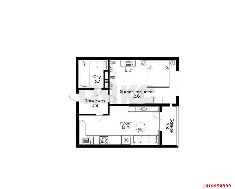 Фото №20: 1-комнатная квартира 37 м² - Краснодар, жилой комплекс Самолёт-4, ул. Константина Гондаря, 103