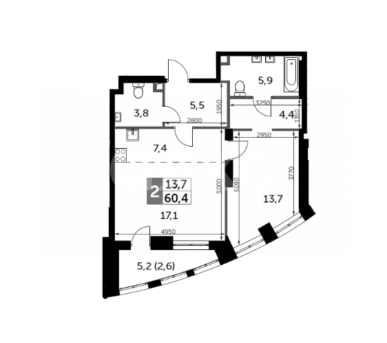 Фото №1: 2-комнатная квартира 61 м² - Москва, жилой комплекс Сидней Сити, к2/2