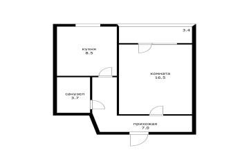Фото №1: 1-комнатная квартира 37 м² - Краснодар, мкр. Завод Радиоизмерительных Приборов, б-р Интернациональный, 110/1Б