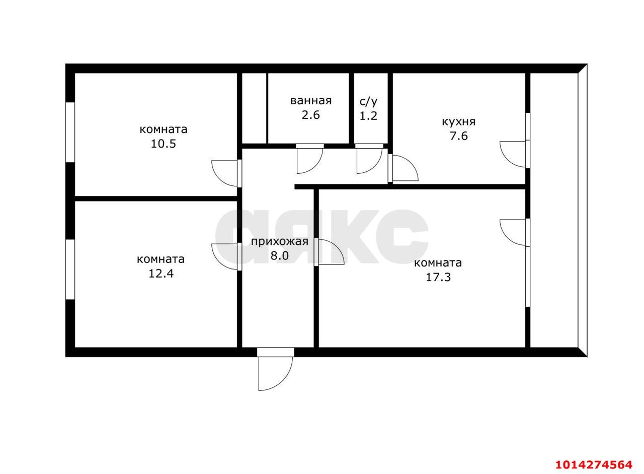 Фото №7: 3-комнатная квартира 62 м² - Яблоновский, ул. Лаухина, 2