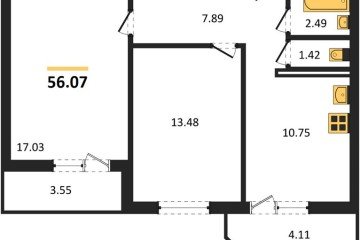 Фото №1: 2-комнатная квартира 56 м² - Краснодар, мкр. жилой комплекс Квартал № 6, ул. имени Героя Советского Союза Дмитрия Мирошниченко, 43