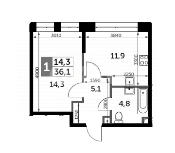 Фото №1: 1-комнатная квартира 36 м² - Москва, жилой комплекс Сидней Сити, к2/2