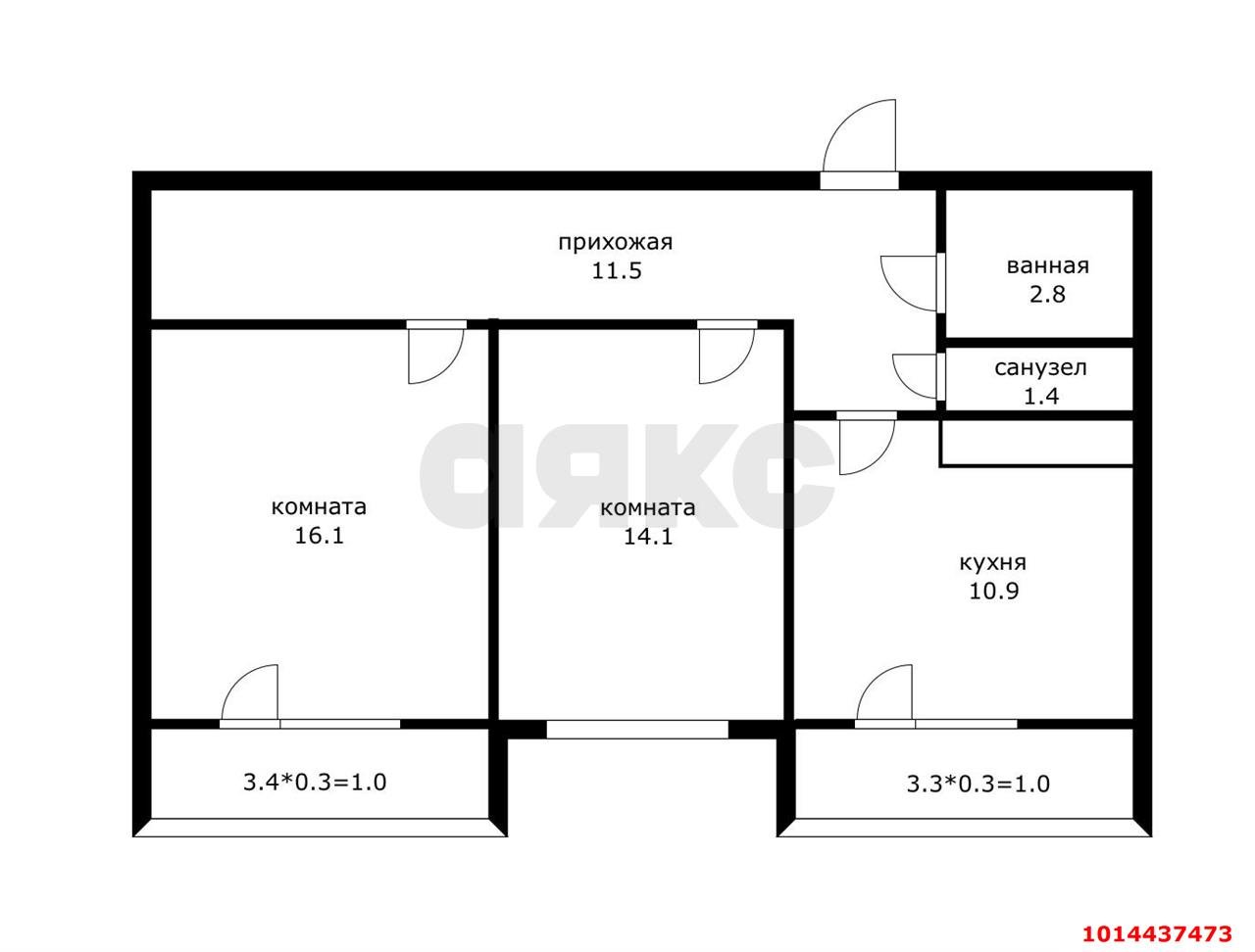 Фото №5: 2-комнатная квартира 62 м² - Краснодар, жилой комплекс Мечта, ул. им. Героя Яцкова И.В., 1/10