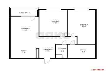 Фото №1: 2-комнатная квартира 57 м² - Краснодар, мкр. жилой комплекс Дыхание, ул. Лётчика Позднякова, 2к14