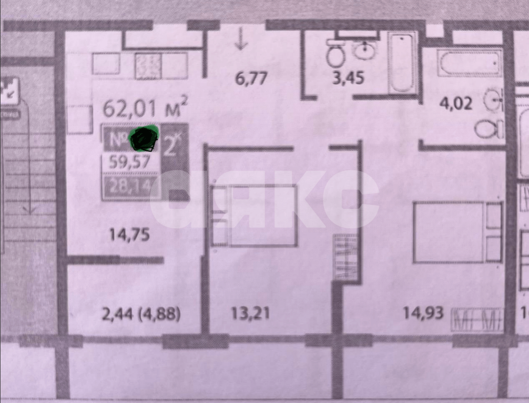 Фото №12: 2-комнатная квартира 62 м² - Симферополь, жилой комплекс Ваниль, пр-кт Александра Суворова, 101