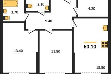 Фото №1: 2-комнатная квартира 60 м² - Краснодар, мкр. Прикубанский внутригородской округ, 