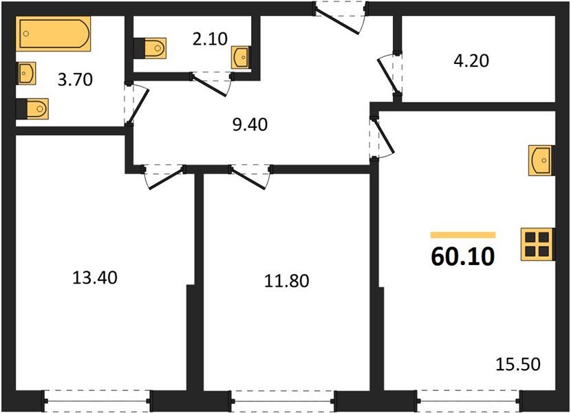 Фото №1: 2-комнатная квартира 60 м² - Краснодар, Догма Парк, мкр. Прикубанский внутригородской округ