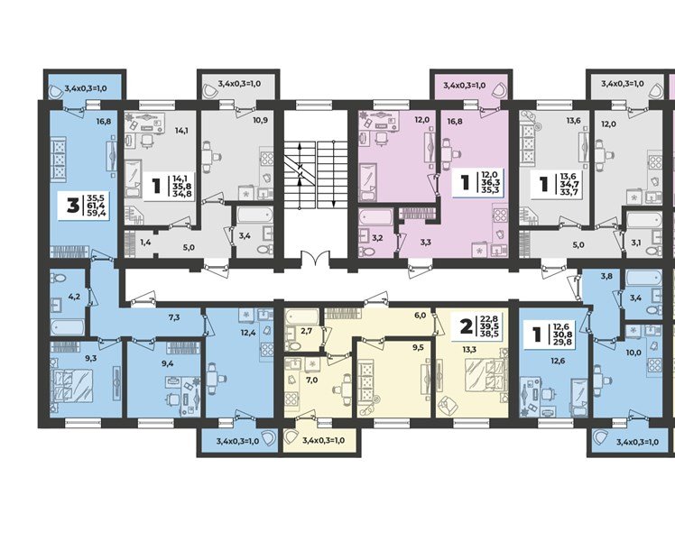 Фото №8: 1-комнатная квартира 35 м² - Новая Адыгея, мкр. жилой комплекс Дарград