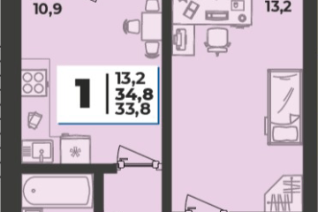 Фото №1: 1-комнатная квартира 34 м² - Новая Адыгея, мкр. жилой комплекс Дарград, 
