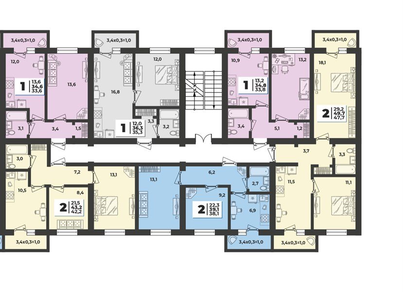 Фото №8: 1-комнатная квартира 34 м² - Новая Адыгея, мкр. жилой комплекс Дарград