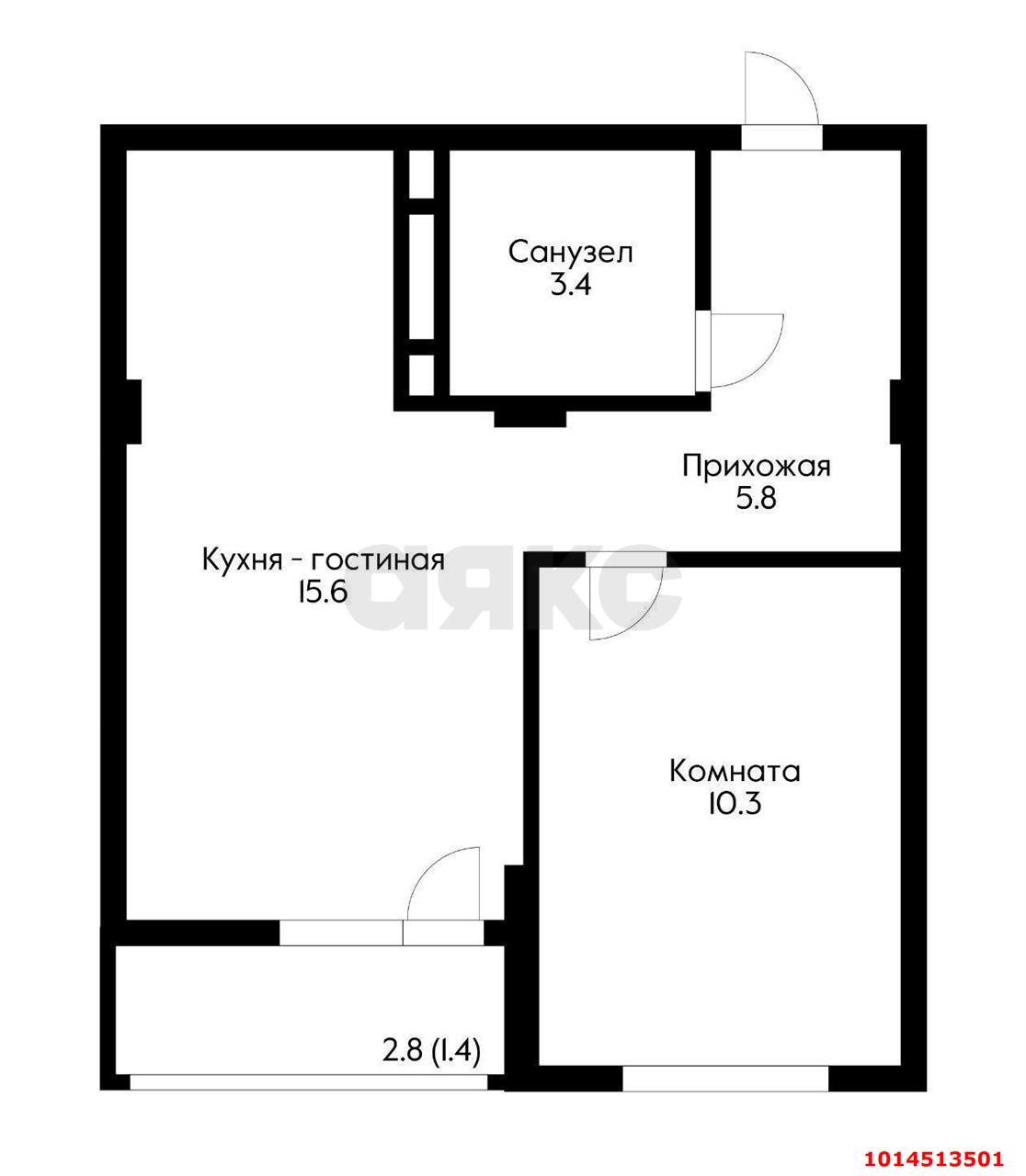 Фото №3: 1-комнатная квартира 36 м² - Краснодар, Фестивальный, 