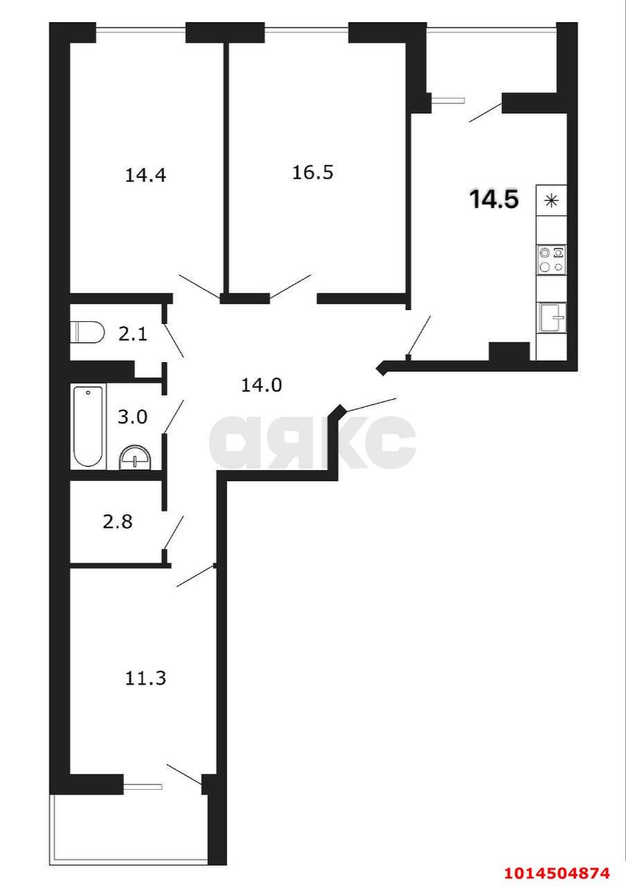 Фото №5: 3-комнатная квартира 85 м² - Краснодар, ЖК Панорама, ул. Восточно-Кругликовская, 22/2