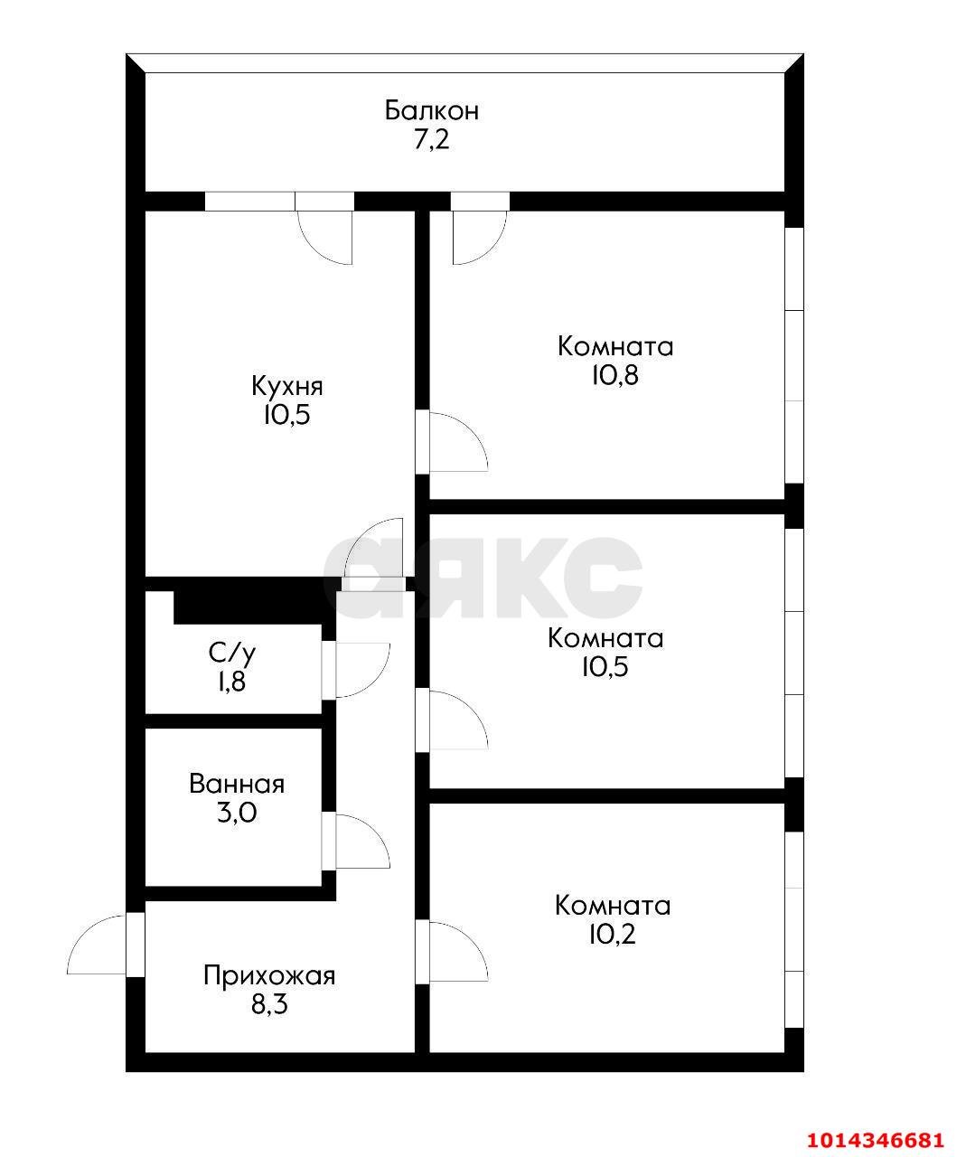 Фото №11: 3-комнатная квартира 62 м² - Краснодар, Парк Победы, ул. Героя Пешкова, 14