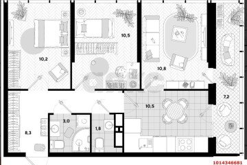 Фото №3: 3-комнатная квартира 62 м² - Краснодар, мкр. Парк Победы, ул. Героя Пешкова, 14