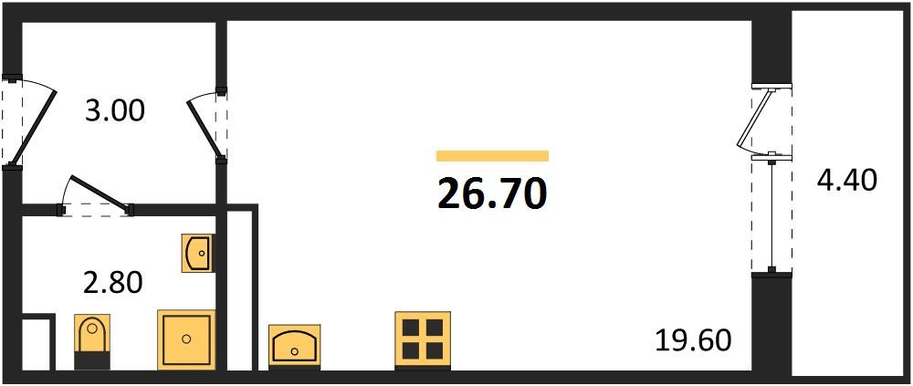 Фото №1: Студия 28 м² - Берёзовый, Прикубанский внутригородской округ, Прогресс, жилой комплекс Нова Вита, мкр. жилой комплекс Прогресс, ул. имени А.Н. Лодыгина, 6к14