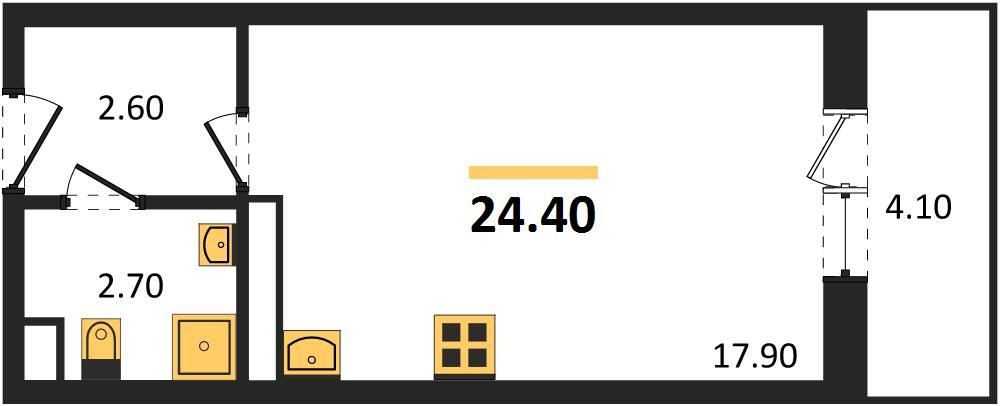 Фото №1: Студия 25 м² - Берёзовый, Прикубанский внутригородской округ, Прогресс, жилой комплекс Нова Вита, мкр. жилой комплекс Прогресс, ул. имени А.Н. Лодыгина, 6к14