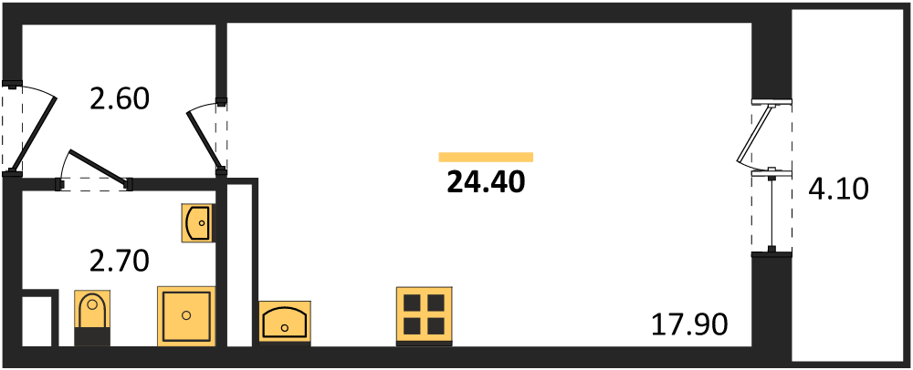 Фото №1: Студия 26 м² - Берёзовый, Прикубанский внутригородской округ, Прогресс, жилой комплекс Нова Вита, мкр. жилой комплекс Прогресс, ул. имени А.Н. Лодыгина, 6к14