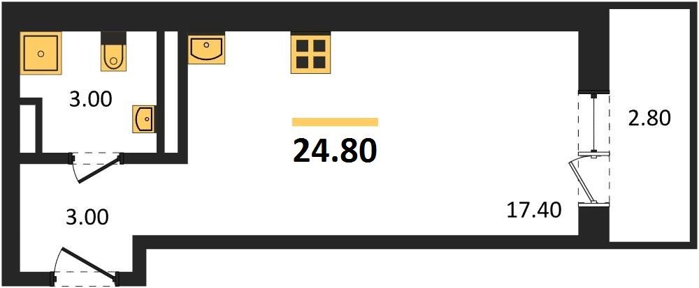 Фото №1: Студия 26 м² - Берёзовый, жилой комплекс Прогресс, Прикубанский внутригородской округ, Прогресс, мкр. жилой комплекс Нова Вита, ул. имени А.Н. Лодыгина, 6к17