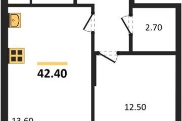 Фото №1: 1-комнатная квартира 42 м² - Берёзовый, мкр. жилой комплекс Нова Вита, ул. имени А.Н. Лодыгина, 6к17