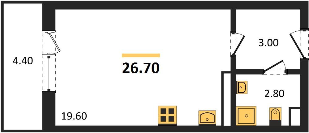 Фото №1: Студия 28 м² - Берёзовый, Прикубанский внутригородской округ, Прогресс, жилой комплекс Прогресс, мкр. жилой комплекс Нова Вита, ул. имени А.Н. Лодыгина, 6к18