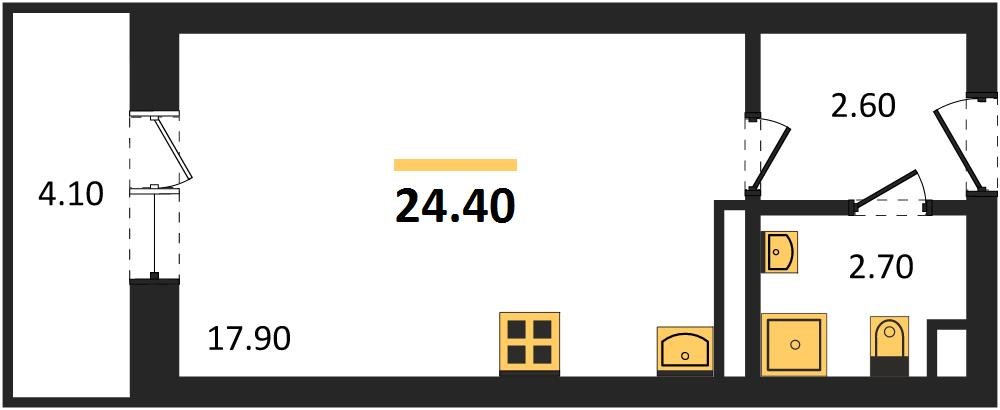 Фото №1: Студия 26 м² - Берёзовый, Прикубанский внутригородской округ, Прогресс, жилой комплекс Прогресс, мкр. жилой комплекс Нова Вита, ул. имени А.Н. Лодыгина, 6к18