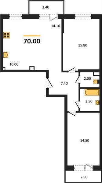 Фото №1: 2-комнатная квартира 70 м² - Берёзовый, Прогресс, Прикубанский внутригородской округ, жилой комплекс Нова Вита, мкр. жилой комплекс Прогресс, ул. имени А.Н. Лодыгина, 6к6