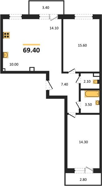Фото №1: 2-комнатная квартира 70 м² - Берёзовый, Прогресс, Прикубанский внутригородской округ, жилой комплекс Нова Вита, мкр. жилой комплекс Прогресс, ул. имени А.Н. Лодыгина, 6к6