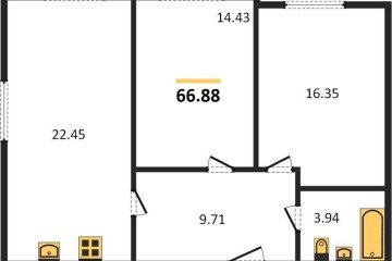 Фото №1: 2-комнатная квартира 66 м² - Краснодар, мкр. жилой комплекс Гарантия в Немецкой Деревне, ул. Атлантическая, 2к4