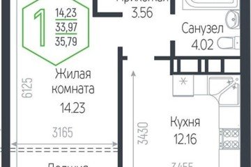 Фото №1: 1-комнатная квартира 35 м² - Краснодар, мкр. Черёмушки, 