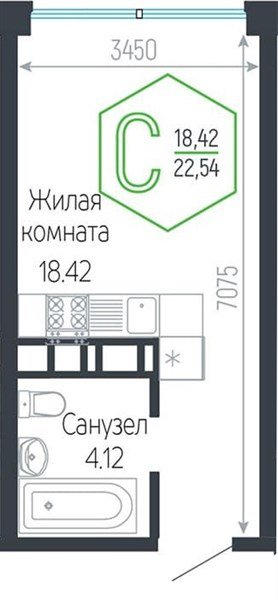 Фото №1: Студия 22 м² - Краснодар, Центральный внутригородской округ, мкр. Черёмушки