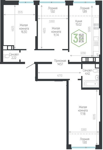Фото №1: 3-комнатная квартира 87 м² - Краснодар, Центральный внутригородской округ, мкр. Черёмушки