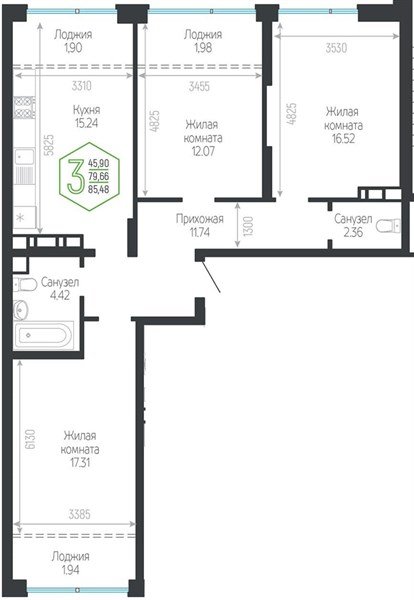 Фото №1: 3-комнатная квартира 85 м² - Краснодар, Центральный внутригородской округ, мкр. Черёмушки