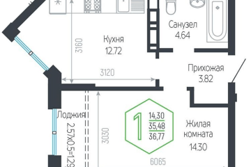 Фото №1: 1-комнатная квартира 36 м² - Краснодар, мкр. Черёмушки, 