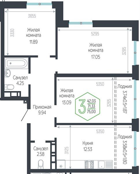 Фото №1: 3-комнатная квартира 75 м² - Краснодар, Центральный внутригородской округ, мкр. Черёмушки