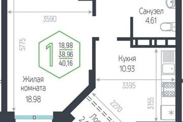 Фото №1: 1-комнатная квартира 40 м² - Краснодар, мкр. Черёмушки, 